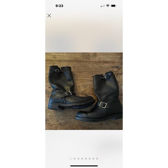 Vintage 80s Carolina slouchy Moto Black Leather boots size 8 - Picture 1 of 9